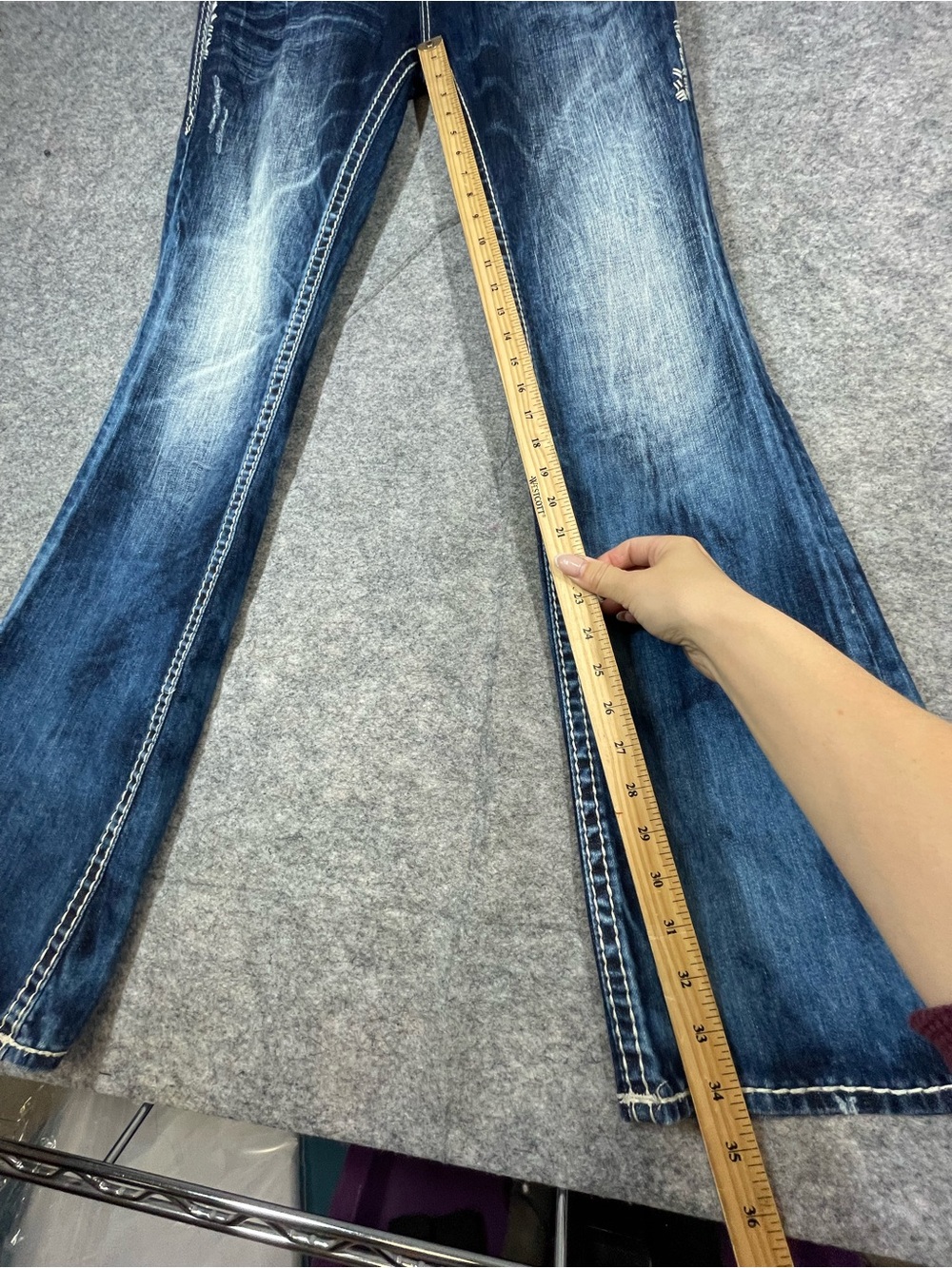 Rock Revival Gloria Boot Jeans Blue 31 Y2K Western Distressed Denim Festival - Picture 3 of 16